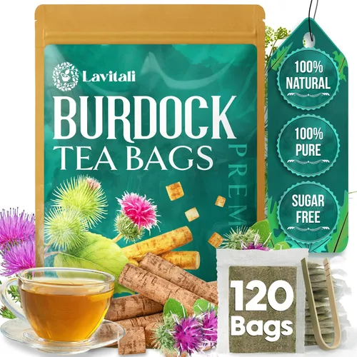 Vista 18 de Lavitali, Bolsas de té de raíz de bardana 60 bolsas, té de hierbas 100% puro Sin cafeína, bolsa de filtro ecológica rica en antioxidantes