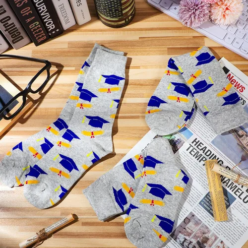 Vista 7 de 5 pares de calcetines de graduación, calcetines de graduación para hombres y mujeres, calcetines de graduación divertidos, tamaño adulto