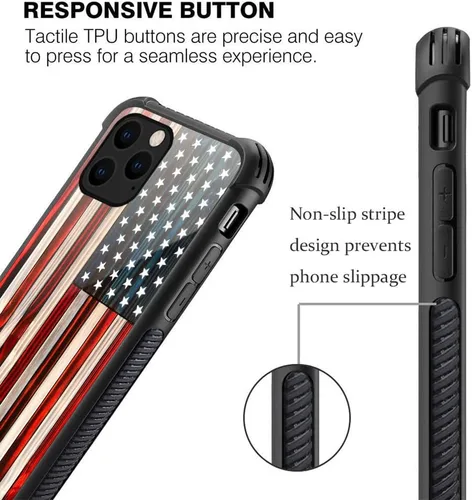 Vista 3 de Funda compatible con iPhone 13 Pro, fundas para mujeres y niñas, a prueba de golpes, antiarañazos, bandera estadounidense tradicional de Old Glory