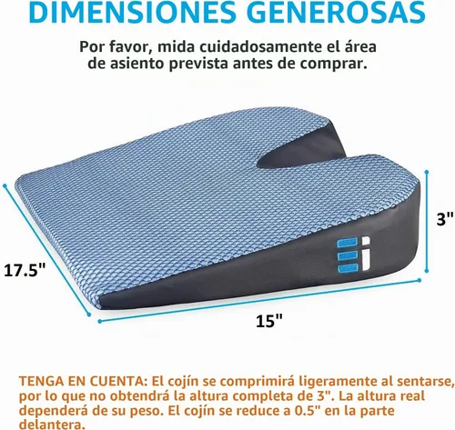 Vista 2 de Cojín de espuma viscoelástica para asiento de automóvil para conducir, cojín ergonómico de cuña para dolor de espalda, alivio de la ciática