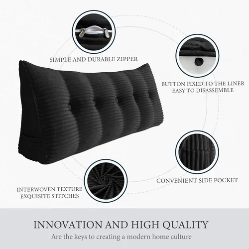 Vista 11 de Almohada de cabecera gruesa totalmente rellena tamaño Queen, cabecera acolchada suave y firme, soporte grande, triangular, almohada de cuña