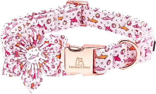 Vista 98 de Collar de perro Lionheart Glory, collar de perro rosa con flor, lindo collar para mascotas con patrón floral ajustable para perros pequeños Rosado