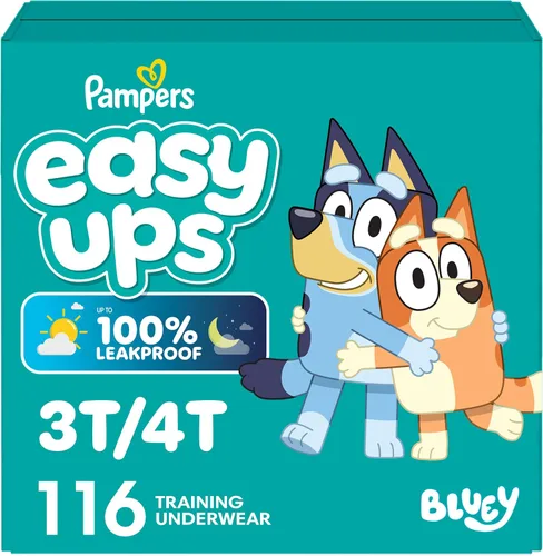 Vista 22 de Easy Ups - Pantalones de entrenamiento para niñas y niños, talla 4 (2T-3T), 25 unidades, ropa interior absorbente Bluey para entrenamiento, hasta un