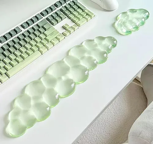 Vista 20 de Alfombrilla para mouse con reposamuñecas, juego de almohadillas de mouse de gel suave con soporte de muñeca de mano, bonitos accesorios