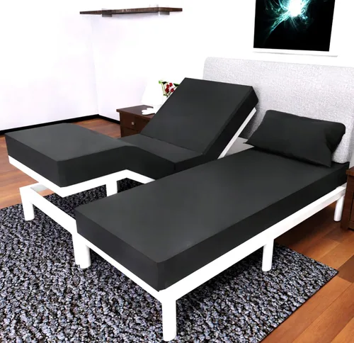 Vista 15 de Juego de sábanas Split King con 2 sábanas bajeras individuales XL, ropa de cama de 5 piezas, sin arrugas, resistente a la decoloración, microfibra