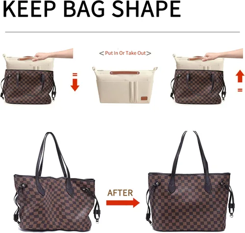 Vista 5 de Soyizom Organizador de bolso, organizador de bolsa de inserción para bolsos, organizador de fieltro con cremallera y bolsa de llavero en la bolsa