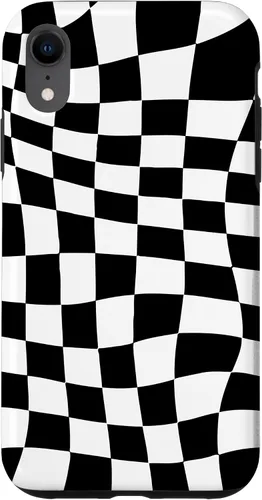 Vista 25 de Funda clásica a cuadros para iPhone 17, diseño ondulado de tablero de ajedrez en blanco y negro