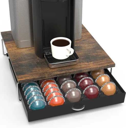 Vista 16 de Deco Brothers cajón de almacenamiento con soporte para cápsulas Nespresso vidrio templado, VertuoLine