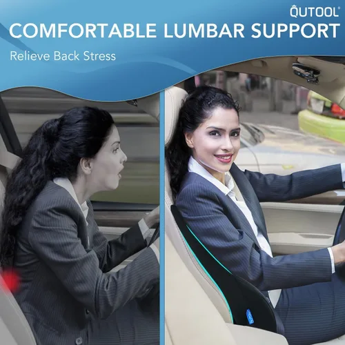 Vista 6 de QUTOOL Almohada de Soporte Lumbar para Automóvil, Accesorios de Camión Elementos Esenciales de Viaje, Cojín de Espuma con Memoria para Asiento