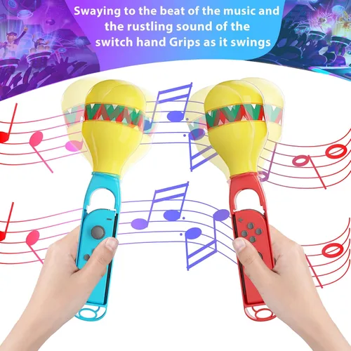 Vista 3 de KUNSLUCK Hand Grips for Samba de Amigo Party Central 2023, Switch Samba Game Accessories Hand Grip Compatible with Nintendo SwitchSwitch OLED