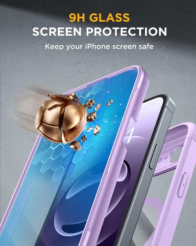 Vista 523 de Miracase Serie de vidrio para iPhone 11 de 6.1 pulgadas, funda protectora de cuerpo completo resistente mejorada con protector de pantalla de vidrio