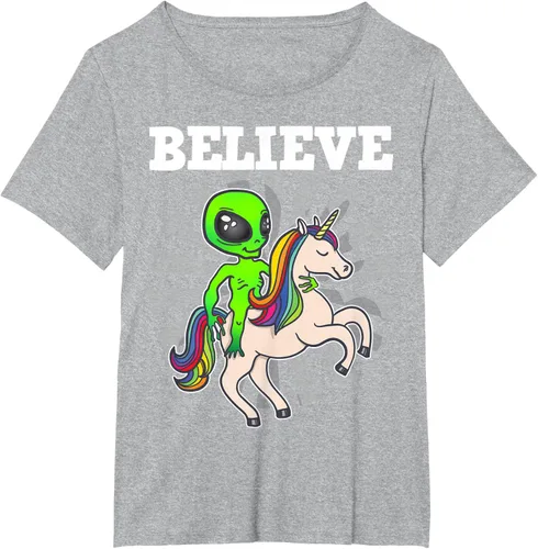 Vista 71 de Believe Space Alien Riding Unicorn - Camiseta de regalo divertida, Negro, S