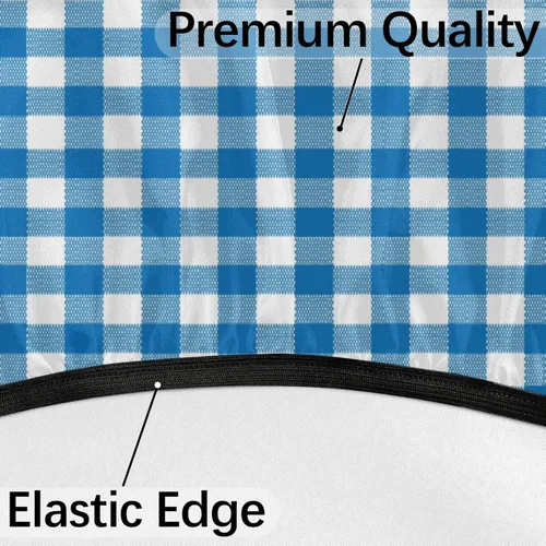 Vista 4 de Fitted Round Tablecloth with Umbrella Hole and Zipper Buffalo Plaid Outdoor Elastic Table Cloth 36"-44" Oil-Proof Waterproof Moroccan Patio Table