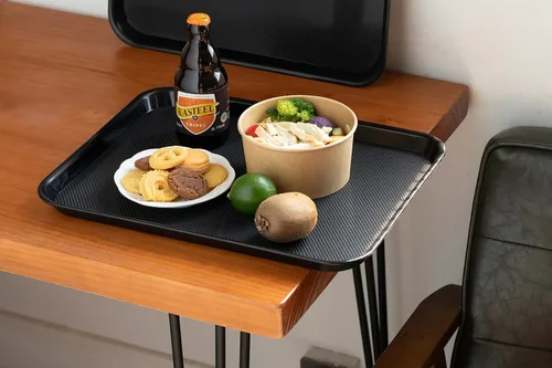 Vista 6 de Aebeky Bandejas de plástico para cafetería, bandejas de comida rápida, 13 x 17 pulgadas, juego de 6 (negro)