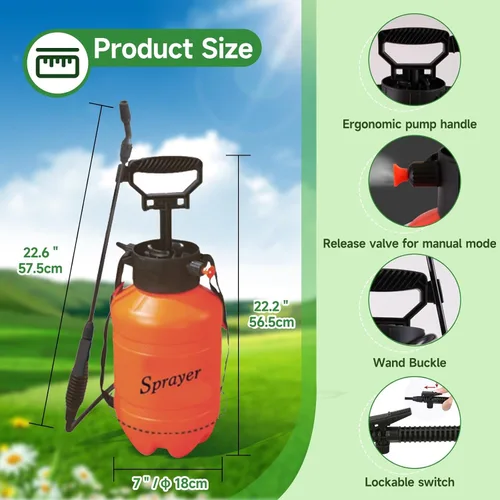 Vista 3 de Pulverizador a batería y pulverizador de bomba (función dual) para césped y jardín con cargador de batería recargable de iones de litio y correa
