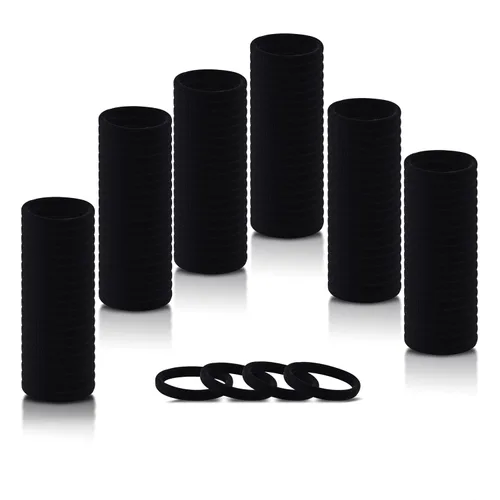 Vista 8 de 110 ligas negras para el cabello de varios estilos para mujeres, ligas elásticas para el cabello sin daños, soporte para cola de caballo