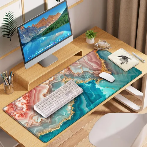 Vista 5 de Alfombrilla de Escritorio, Alfombrilla de Mouse Gaming Grande XXL 35.4×15.7 pulgadas, Alfombrilla Extendida de Computadora Teclado Mouse Escritorio