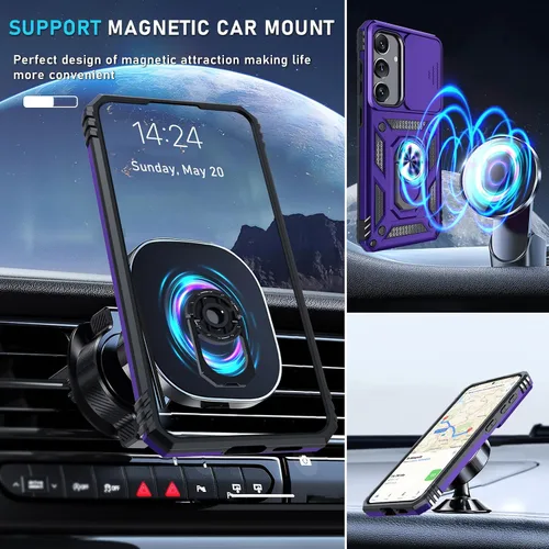 Vista 8 de Janmitta Compatible con Samsung Galaxy S24 FE Funda con Cubierta Deslizante Integrada para Lente de Cámara+Protector de Pantalla+Soporte de Anillo