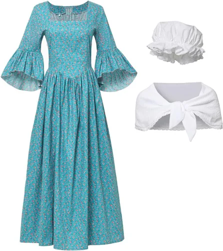 Vista 6 de GRACEART Disfraz de Pioneer Mujer Vestido de Pradera Colonial para Mujer 100% Algodón