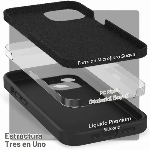 Vista 5 de SURPHY Funda para iPhone 14 Plus con Protector de Pantalla y Protección de Cámara, Funda de Teléfono de Silicona Líquida con Forro de Microfibra