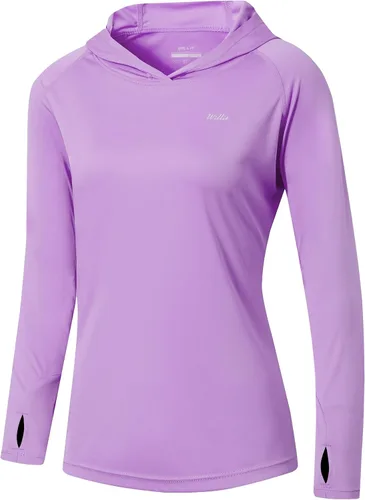 Vista 33 de Willit - Sudadera con capucha y protección solar FPU 50+ para mujer, camiseta de manga larga con FPS, ligera, para exteriores, senderismo, pesca