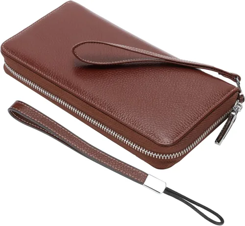 Vista 61 de Lavemi Pequeña cartera compacta para mujer, con bloqueo RFID, de piel auténtica, plegable, con ventanas de identificación