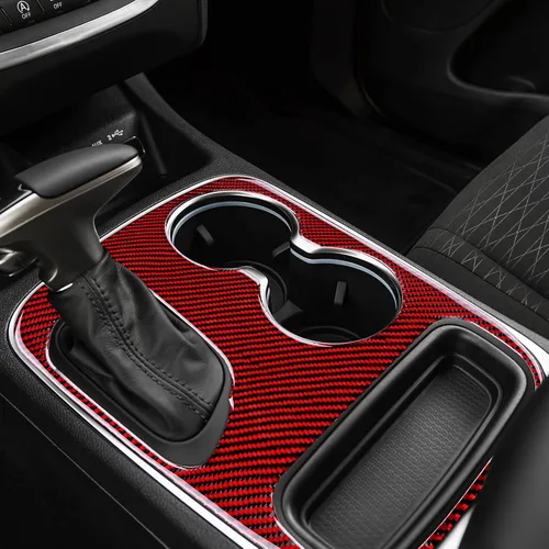 Vista 4 de AIRSPEED Cubierta de panel de palanca de cambios de fibra de carbono, calcomanía para consola central interior para Dodge Durango 2018 2019 2020