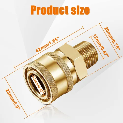 Vista 2 de 2 piezas de 1/4 pulgadas NPT macho lavadora a presión conexión rápida accesorios Adaptadores de presión de acero inoxidable, banda de rodadura