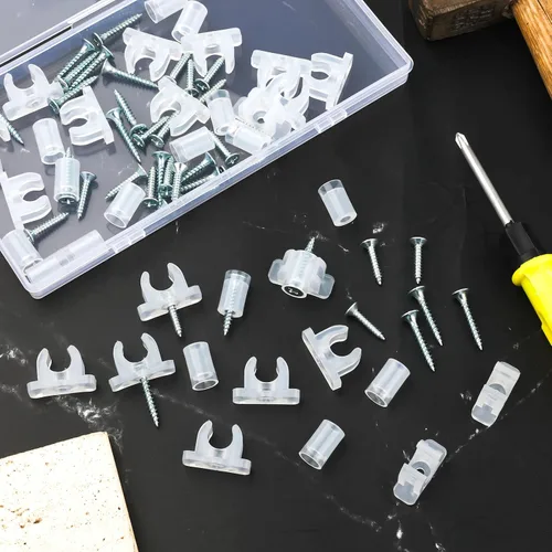 Vista 5 de Clips delanteros falsos para cajones, 20 pares de clips de cajón de gabinete delantero falso con tornillos reforzados, clips de gabinete delanteros