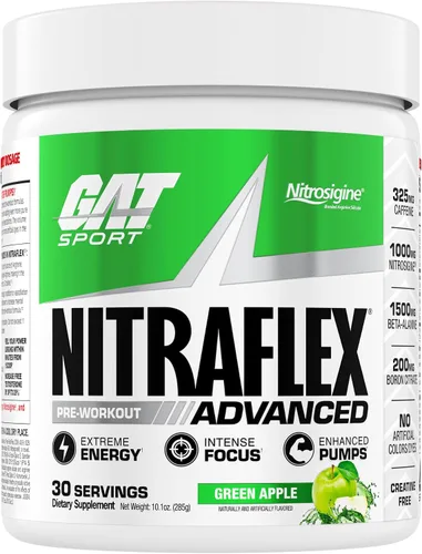 Vista 14 de GAT SPORT Nitraflex Advanced - Polvo para antes del entrenamiento, aumenta el flujo sanguíneo, aumenta la fuerza y la energía, mejora el rendimiento