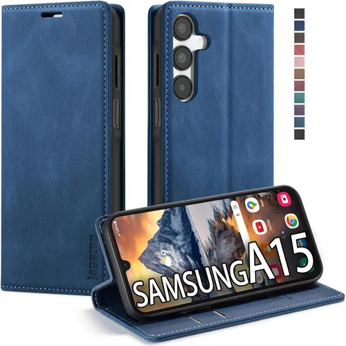 Vista 20 de Funda tipo cartera para Samsung Galaxy A12 con tarjetero [bloqueo RFID] atril magnético, funda de cuero con tapa para Samsung Galaxy A12 (negro)
