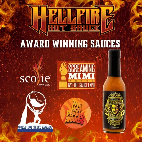 Vista 7 de Hellfire Devil's Blend Scotch Bonnet, salsa picante estilo caribeño, 5 onzas