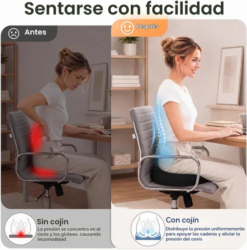 Vista 4 de Cojín de Asiento para Hemorroides en Forma de Dona Negro