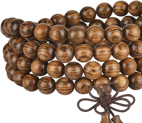 Vista 43 de Mala Beads Pulsera 108 0.315 in Meditación Sándalo Elástico..