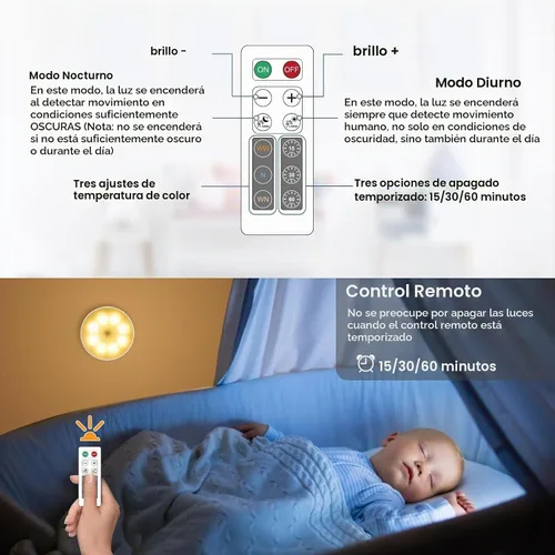 Vista 3 de Luces para debajo del gabinete, paquete de 3 luces recargables con sensor