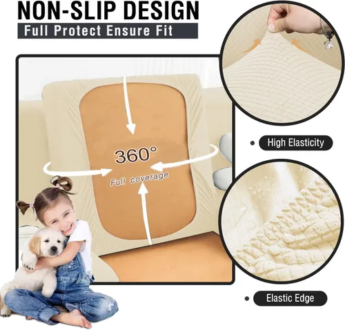 Vista 6 de ALIECOM Fundas 100% impermeables para sofá seccional esquinero en forma de L, fundas de cojín de jacquard elásticas para mascotas y perros
