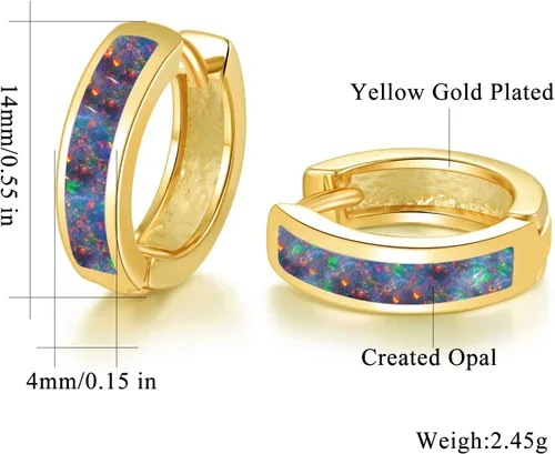 Vista 135 de CiNily Aretes Huggie de ópalo con bisagras, chapados en oro, hipoalergénicos, pequeños aretes de aro para mujeres, adolescentes, niñas, hombres