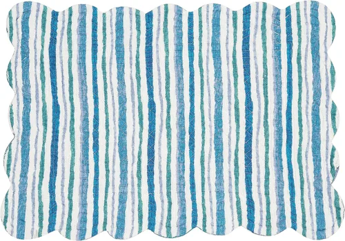 Vista 4 de C&F Home Turtle Bay - Juego de 6 manteles individuales rectangulares acolchados reversibles, color blanco, azul, verde azulado, playa, costero