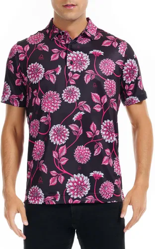 Vista 2 de DEOLAX Mens Golf Shirt Fashion Print Floral Polo Shirts Short Sleeve Soft Classic Casual Dry Fit Golf Shirt for Men