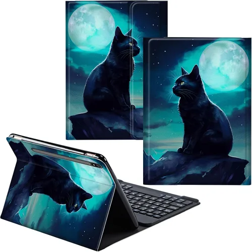 Vista 55 de Funda para Samsung Galaxy Tab S6 Lite 2022/2020 Teclado inalámbrico desmontable y cubierta de cuero PU Funda protectora para tableta para Samsung