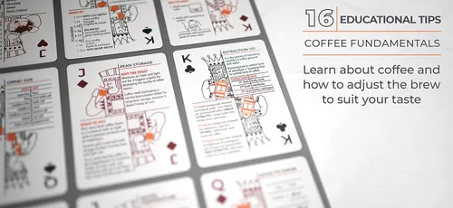 Vista 8 de Tarjetas de sorbo a traje sobre el café: cartas informativas con parámetros de preparación y consejos para hacer café