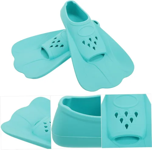 Vista 5 de Happyyami Aletas de natación cortas de silicona para adultos y aletas de entrenamiento flexibles para esnórquel en piscina y mar, cómodo diseño sin