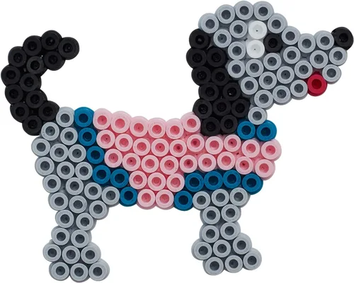Vista 2 de Hama Perlen 4214 - Perro y muñeca, paquete de ampolla de aproximadamente 1,100 cuentas midi, 2 platos de clavija, papel de planchar e instrucciones