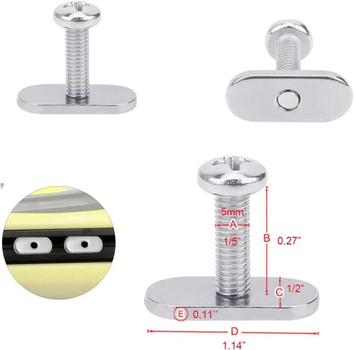 Vista 3 de 4 Pcs Rail Track Screws Track Nuts Boat Kayak Rail Slide Track Fitting