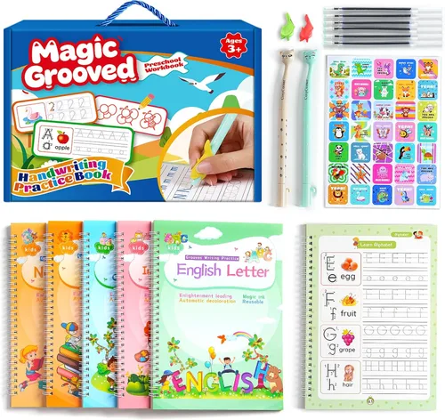 Vista 8 de Magic Ink Copybooks for Kids Reusable Handwriting Workbooks for Preschools Grooves Template Design and Handwriting Aid Practice for Kids The Print