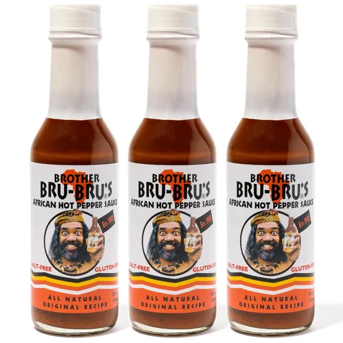 Vista 10 de Brother Bru-Bru's Salsa picante africana, sin sal, sin azúcar, vegana, habanero y especias africanas, 5 onzas (paquete de 1)