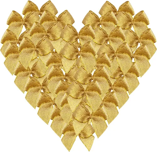 Vista 35 de 50 mini lazos de 1 pulgada para manualidades, lazos metálicos para manualidades, regalo, álbumes de recortes (C.Dorado)