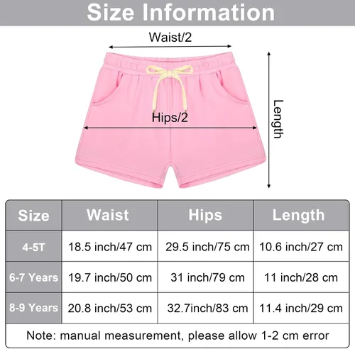 Vista 2 de Poroka Paquete de 5 pantalones cortos deportivos para niñas pantalones cortos de rendimiento activo para niños pantalones cortos deportivos