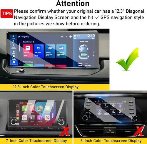 Vista 2 de Moonlinks Protector de pantalla compatible con Honda Accord 2025 2024 2023 de 12.3 pulgadas, protector de pantalla de vidrio templado, dureza 9H