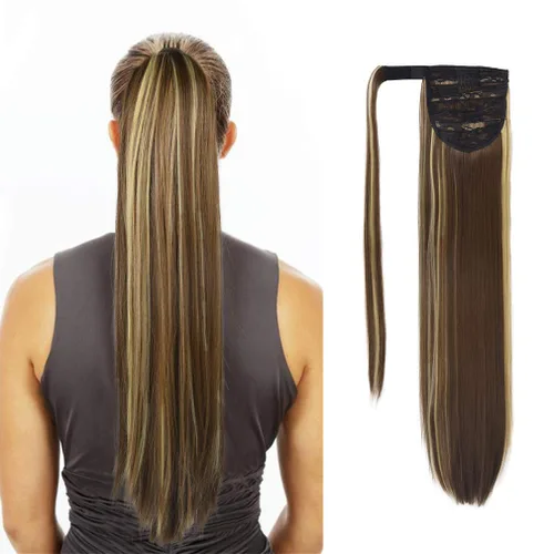 Vista 15 de SEIKEA Extensión de cola de caballo con clip alrededor del cabello lacio para mujer (12 pulgadas, negro)